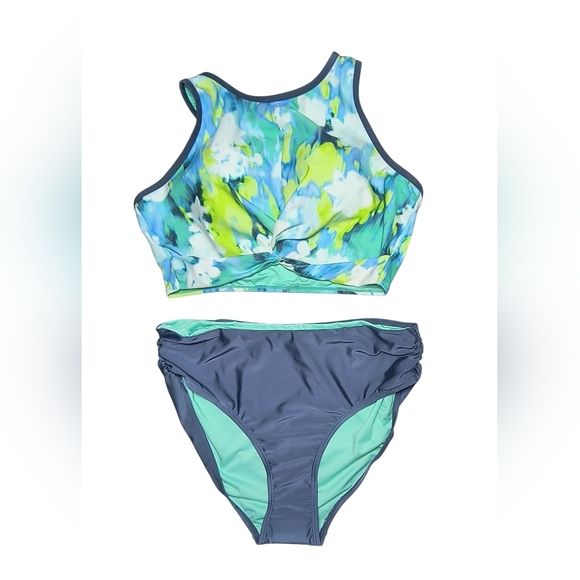 Free Country Athletic Beach Blue & Green Bikini with Racerback Design L NWT - Picture 13 of 13